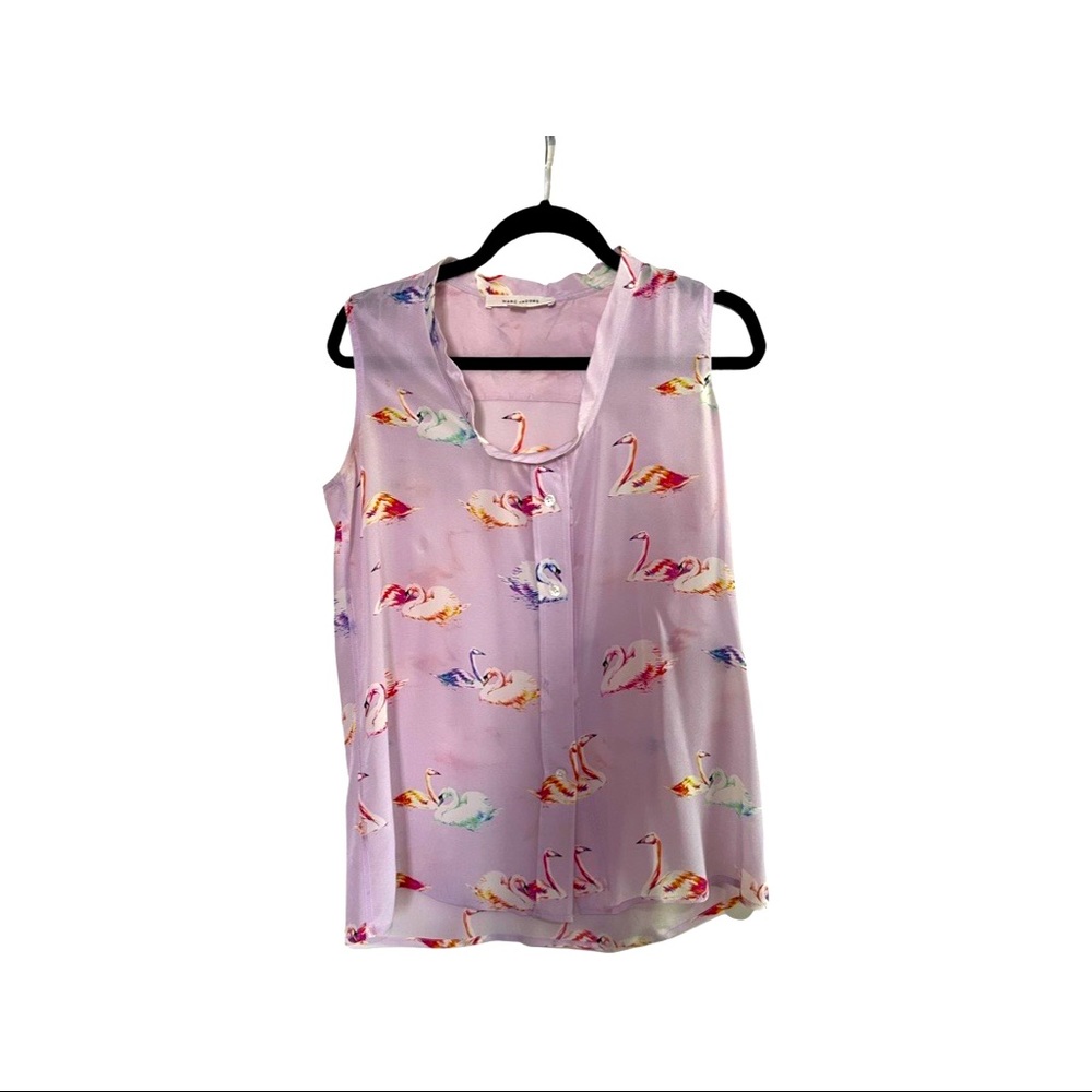 Marc Jacobs Silk Swan Sleeveless Top